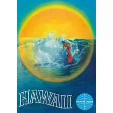 Pôster Retrô - Surf Hawaii Pan Am Air - Decora 33 Cm X 48 Cm