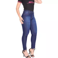 Calça Jeans Feminina Cintura Alta Com Lycra