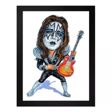 Quadro Kiss Ace Frehley Caricatura Tamanho 35x25 Com Vidro