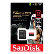 Cartão De Memoria Micro Sd Sandisk Extreme Pro 32gb 100mb/s
