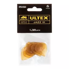 Kit De 6 Paletas Dunlop Ultex Jazz, 1,38 Mm, 427 Peniques, Fabricadas En Ee. Uu., Color Ámbar