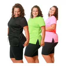 Kit 3 Camiseta Feminina Plus Size Veste Legging Gg Ao G5