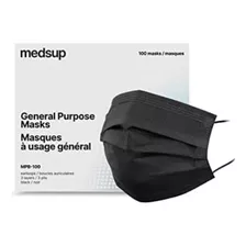 Caja De 100 Cubrebocas Tricapa Medsup Mpb-100 Color Negro