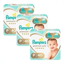 Kit C/3 Pacotes Fraldas Descartável Pampers Premium Care P