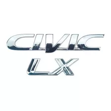 Kit Emblemas Mala Honda Civic + Lx Cromados 01/06 - 2 Peças