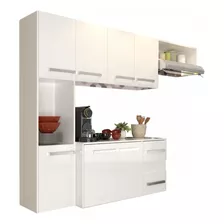 Cozinha Compacta Suspensa 7 Portas 2 Gavetas Loft Branco