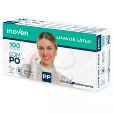 Caixa De Luvas Descartaveis Latex C/ Pó Inoven 100 Unidades Cor Branca Tamanho Pp