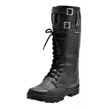 Bota Coturno Estilo Militar Road Boot Couro 294 Preto Atron