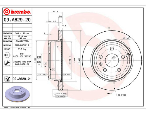 Par Discos Brembo Gmc Terrain Slt 2010-2017 Trasero Foto 2