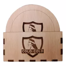 Set De 6 Posavasos De Madera Equipo Deportivo Colo Colo 