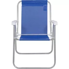 Cadeira De Praia Alta Lazy Em Alumínio Azul - Bel