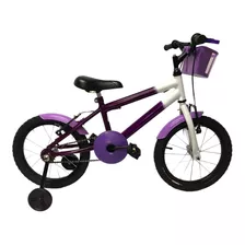 Bicicleta Aro 16 Feminina Violeta E Branca