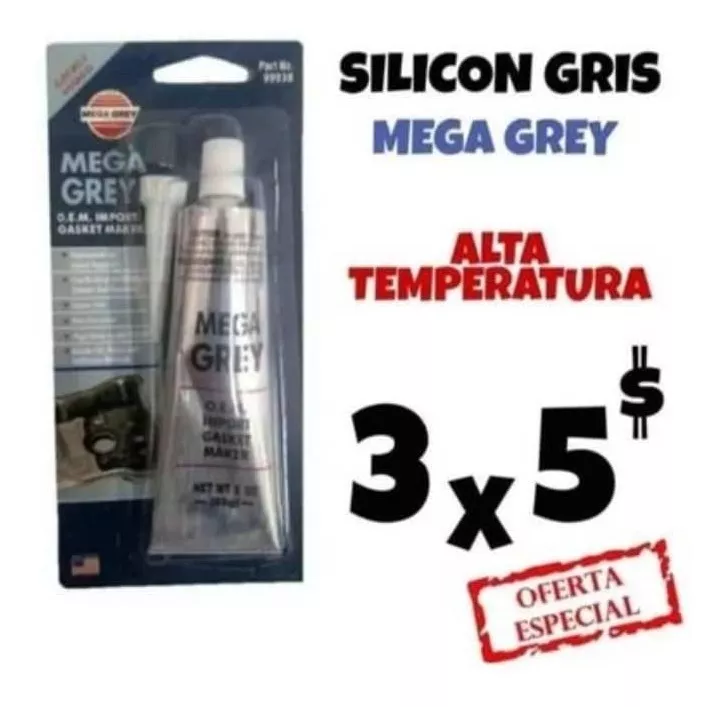 Silicon Gris Mega Grey Alta Temperatura 3 Unidades