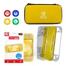 Case Capa Switch Lite + Pl De Vidro + 4 Grip + Case Pokemon