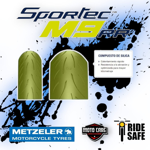 Set Llanta Premium 110/70-17 150/60-17 Sportec Metzeler M9rr Foto 5