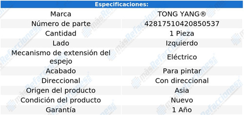 (1) Espejo Izquierdo Elect Tong Yang Creta Del 2017 Al 2019 Foto 2