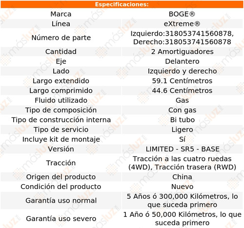 Kit 2 Amortiguadores Gas Del Tundra V8 4.7l 07/10 Boge Foto 2