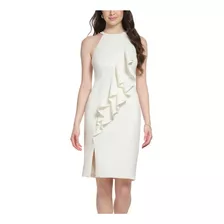 Vince Camuto Vestido Halter Ivory 3/4 Rodilla Elegante Dama 