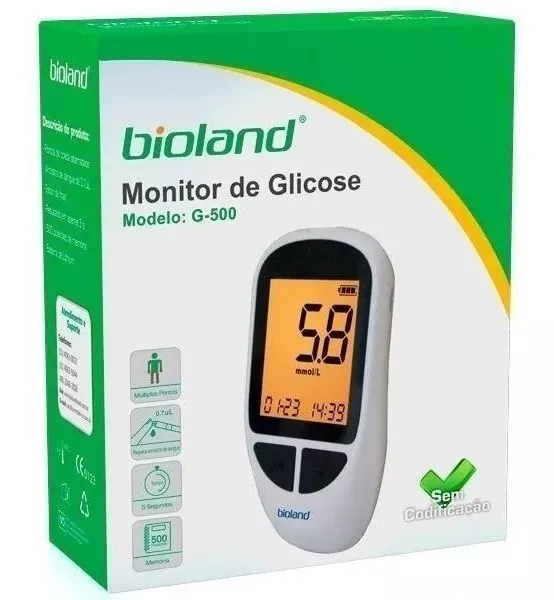 Kit Monitor De Glicose Completo 25 Fitas - Bioland G-500