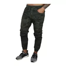 Calça Jeans Camuflada Masculina Com Punho Elastico Ref-ed