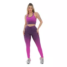 Conjunto Feminino Degrade Calça Leg E Top Academia Fitness