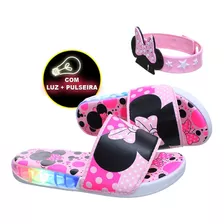 Chinelo Infantil Juvenil Rosa Laço Com Luz De Led Barato