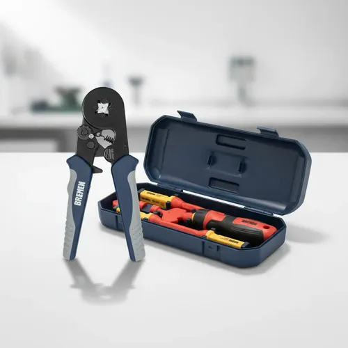 Kit Bremen: Pinza Crimpeadora Tubulares 0.25-10mm + Set Destornilladores Aislados 8pz