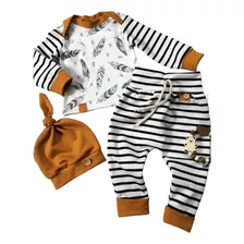 Conjunto De Bebe Plumas Ropa De Bebe Niño 3 Piezas Algodon