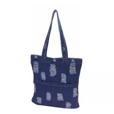 Bolsa De Ombro Jeans Sacola Feminina Passeio Fecho Zíper