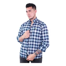 Camisa Cuadros Hombre Moda Lec Lee Azul