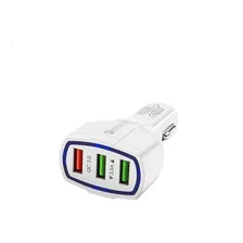 Cargador Auto Triple Usb 12v-24v Carga Rápida 3.0 Blanco