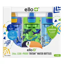 Pack 3 Botellas De Agua Ello Tritan Para Niños 400ml