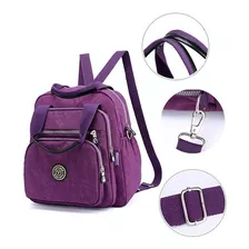 Bolsa Impermeable Dama Mochila Amplia Viaje 2 En 1 De Hombro Color Violeta