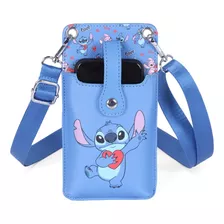 Bolsa Transversal Porta Celular Com Bolso Stitch Disney 