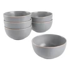 Set De Cuencos Gibson Home, Gris Mate, De Gres, 6 Piezas