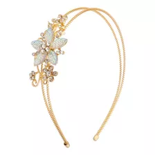 Lux Accessories Diadema De Alambre De Flor De Cristal Floral