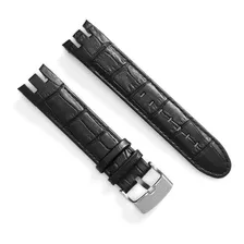 Pulseira Couro Para Swatch Retrograde Yrs413 21mm Preto