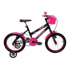 Bicicleta Infantil Cairu C-high Aro 16 Freios V-brakes Cor Preto/rosa Com Rodas De Treinamento
