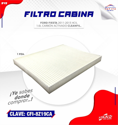 Filtro Cabina Ford Fiesta 2011-2013 4cil. 1.6l Carbon Activa Foto 8