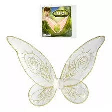 Fantasia Asa Fada Sininho Tinker Bell Elfo Dourado Glitter