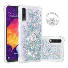 Funda Para Samsung Galaxy A50, Plateado/glitter/soporte