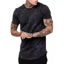 Camiseta Camisa Masculina Longline Estampada Galaxia Swag