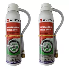 2 Pçs Enche E Tapa Furo Reparador Pneus De Moto 170ml Wurth