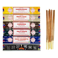 Incenso Nag Champa Palo Santo Salvia Branca Satya Kit Com 6