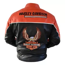 Chamarra De Piel Tipo Harley Bordada