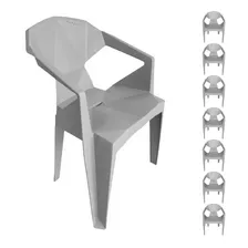 Kit 8 Cadeira Poltrona Cabeleleiro Decorativa Diamond Cinza