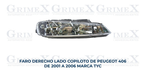 Faro Peugeot 406 2001-01-2002-2003-2004-2005-2006-06 Tyc Ore Foto 2