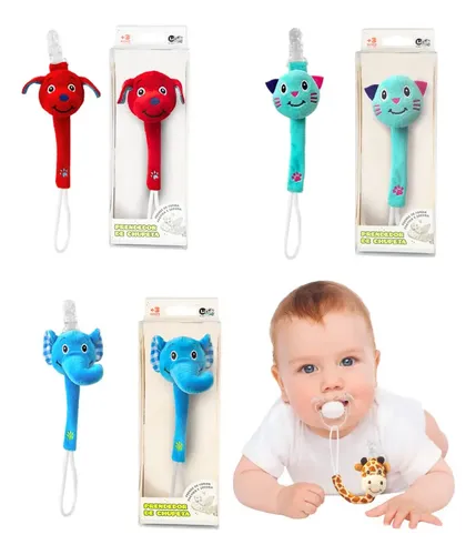 Kit 3 Prendedor De Chupeta Universal Safari Menino Cachorro Gato Elefante