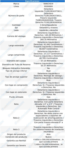 Combo 4 Amort Rs5000x Silverado 2500 Hd 2001-2010 Rancho Foto 3