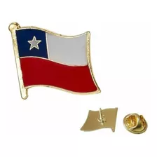 X 12 Piocha Pin Bandera Chile Metálica, Bañada En Oro